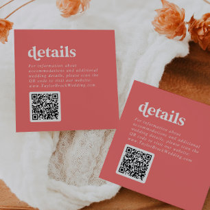 Carte D'accompagnement Été rétro   Détails du Mariage de code QR rose cha