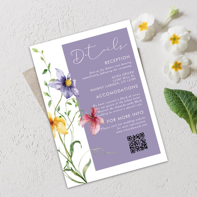 Carte D'accompagnement Été Romantique Floral Meadow Mariage élégant (Créateur téléchargé)