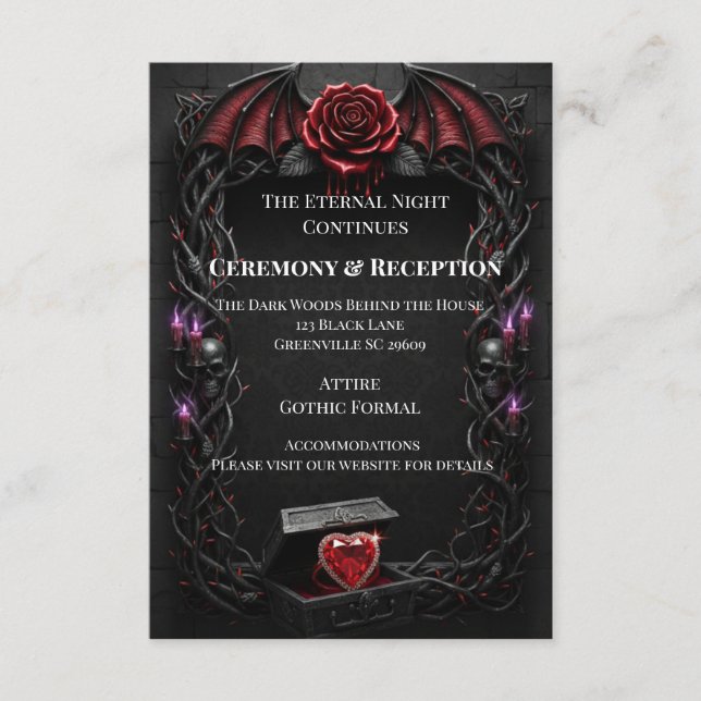 Carte D'accompagnement Eternal Night Gothic Vampire Wedding Dark Romance (Devant)