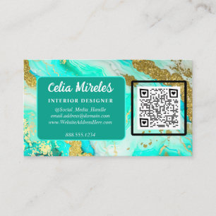 Carte D'accompagnement Ethereal Elegance Turquoise Geode Logo Code QR