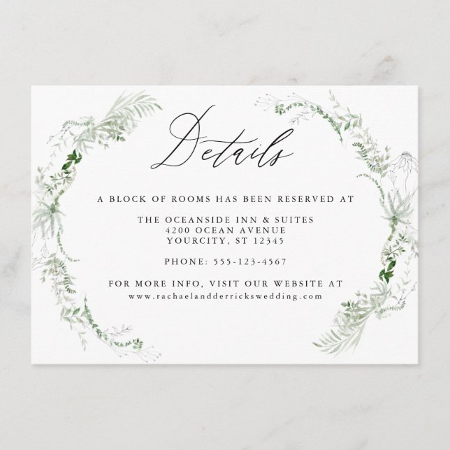 Carte D'accompagnement Ethereal Garden Greenery Botanical Mariage Détails (Devant)