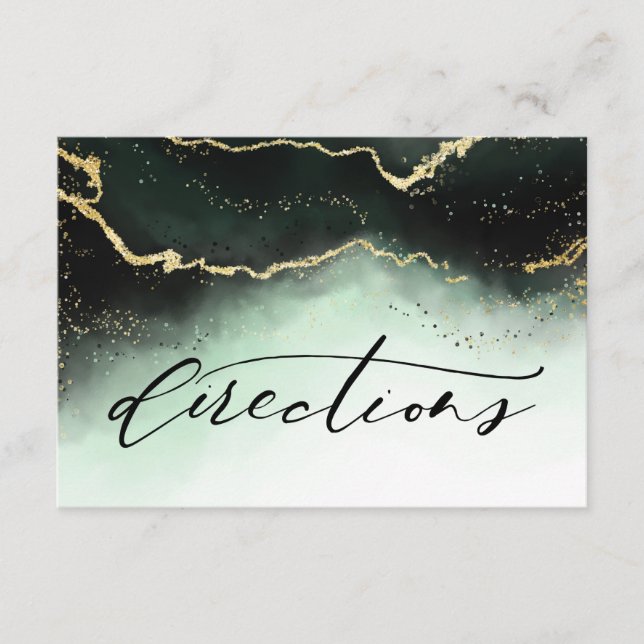 Carte D'accompagnement Ethereal Mist Ombre Emerald Mariage Directions (Devant)
