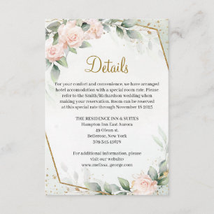 Carte D'accompagnement Ethereal rose Floral Rose Verdure Or Détails