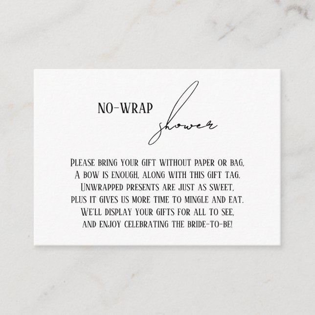 Carte D'accompagnement Étiquette Cadeau Moderne Simple "Douche sans embal (Devant)