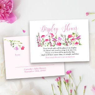 Carte D'accompagnement Étiquette de douche Fleur sauvage rose jolie