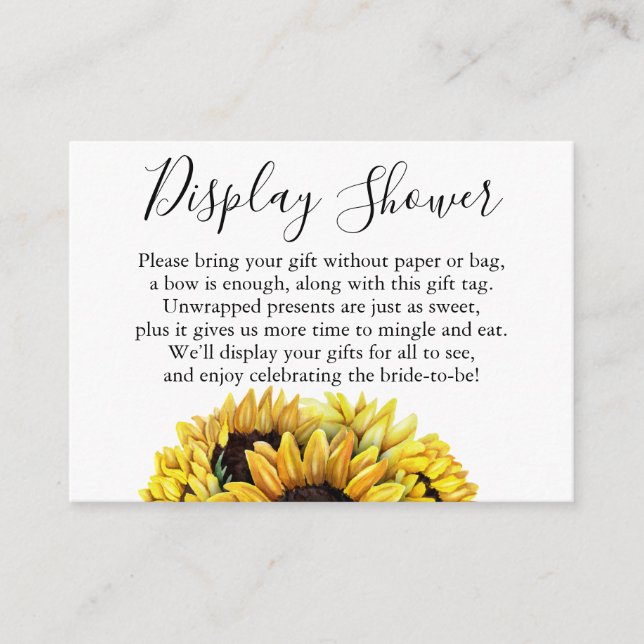 Carte D'accompagnement Étiquette Fête des mariées d'aquarelle Sunflower N (Devant)