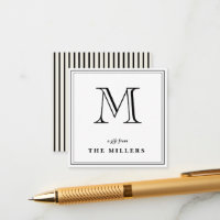 Étiquettes Cadeaux Classiques Noir & Ecru Monogram