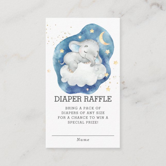 Carte D'accompagnement Étoiles de l'éléphant couchant Baby shower Déchets (Devant)