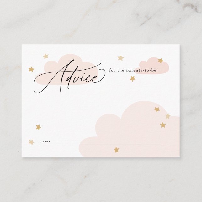 Carte D'accompagnement Etoiles et nuages Baby shower rose Conseils (Devant)