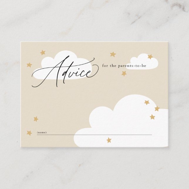 Carte D'accompagnement Etoiles et nuages Neutre Beige Baby shower Conseil (Devant)