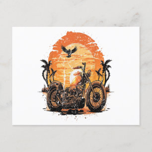 Carte D'accompagnement Étonnant Retro Vintage Moto Classic Sunset C