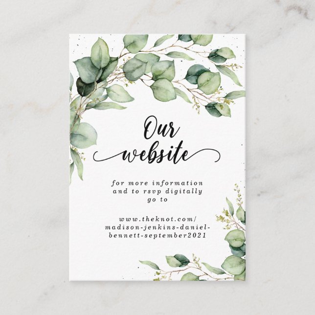 Carte D'accompagnement Eucalyptus Aquarelle Mariage Site Web Boîtier Ca (Devant)