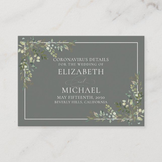 Carte D'accompagnement Eucalyptus Botanical Sage Green Coronavirus Détail (Devant)