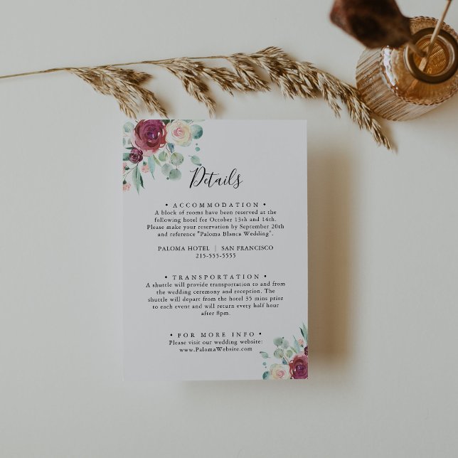 Carte D'accompagnement Eucalyptus contemporain Détails du Mariage Floral (Créateur téléchargé)