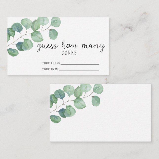 Carte D'accompagnement Eucalyptus - Devinez combien de lièges jeu de nage (Devant / Derrière)