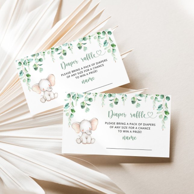 Carte D'accompagnement Eucalyptus éléphant diaper billet de tombole (Créateur téléchargé)