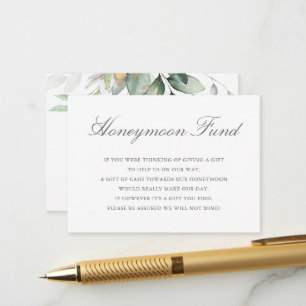 Carte D'accompagnement Eucalyptus Feuille Green Mariage Honeymoon Fund