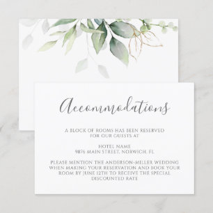 Carte D'accompagnement Eucalyptus Feuille Verdure Mariage Hébergements