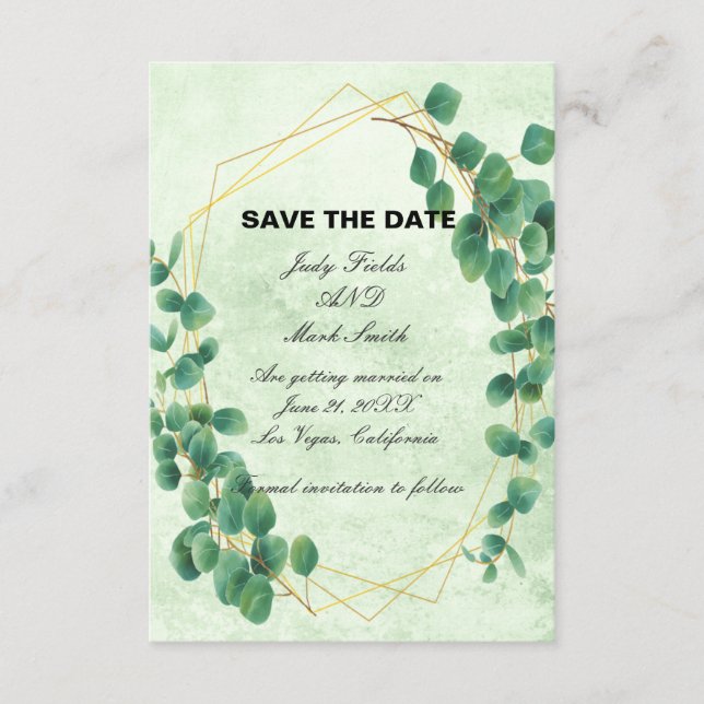 Carte D'accompagnement Eucalyptus Feuilles de verdure géométrique Enregis (Devant)
