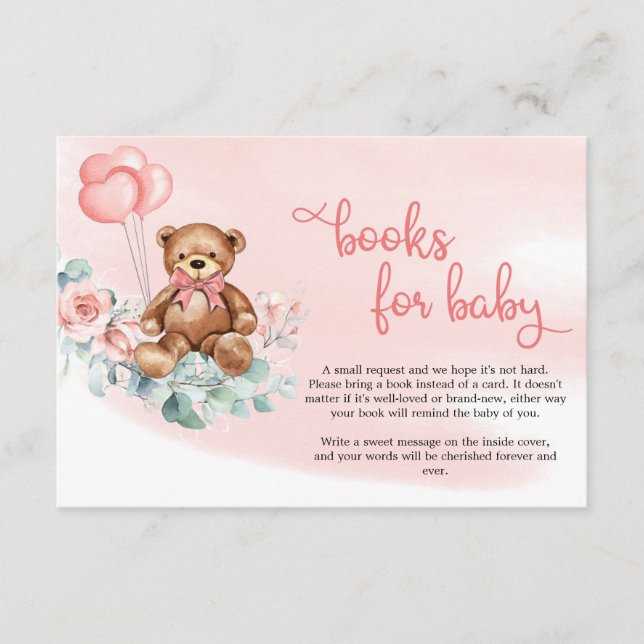 Carte D'accompagnement Eucalyptus Floral Blush Wreath Teddy Bear Baby (Devant)