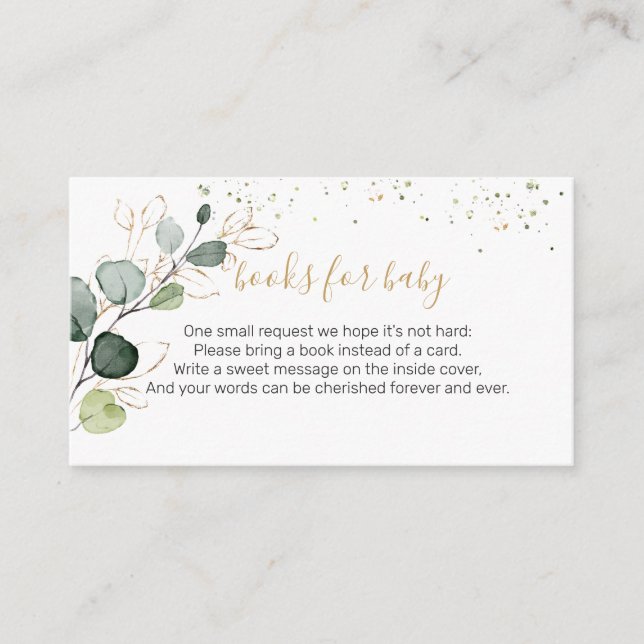 Carte D'accompagnement Eucalyptus Foliage Confetti Livres pour bébé (Devant)