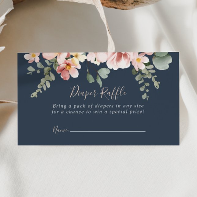 Carte D'accompagnement Eucalyptus Garden Rose Floral Diaper Raffle Ticket (Créateur téléchargé)