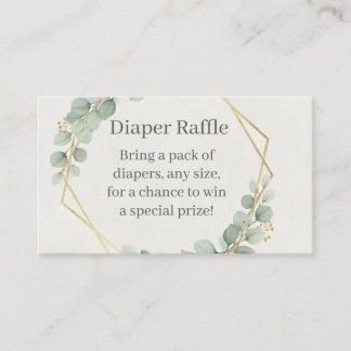 Carte D'accompagnement Eucalyptus Gold Diaper Raffle Insert Card | Boho