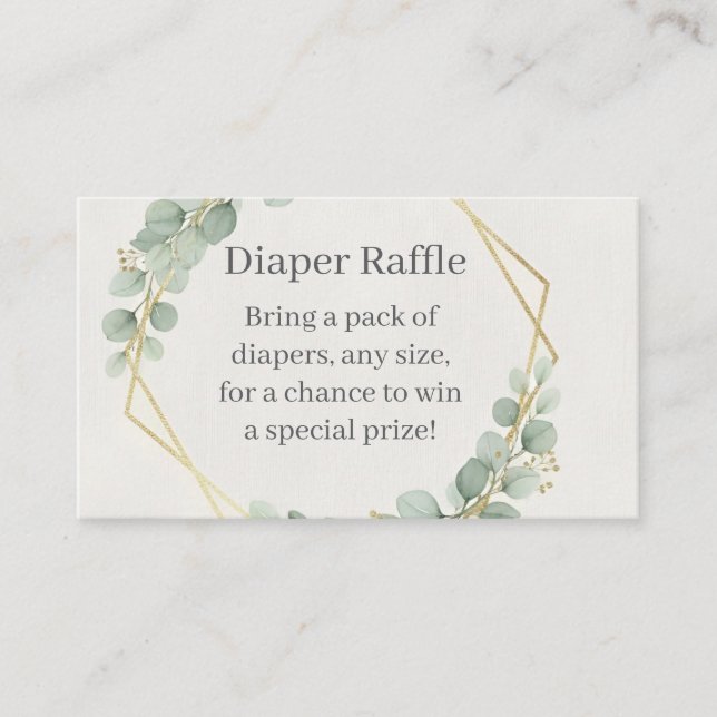 Carte D'accompagnement Eucalyptus Gold Diaper Raffle Insert Card | Boho (Devant)