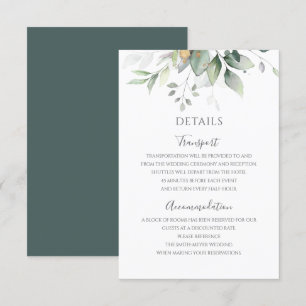 Carte D'accompagnement Eucalyptus Gold Feuilles mariage élégant