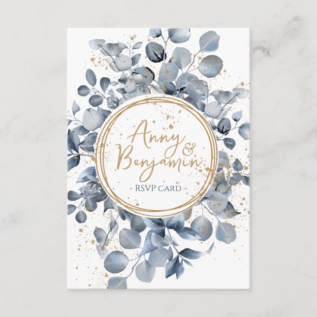 Carte D'accompagnement Eucalyptus Gold Parties scintillant Code 01 - RSVP (Devant)