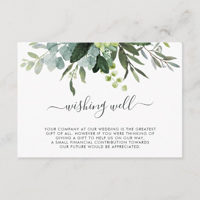 Carte D'accompagnement Eucalyptus Green Foliing Mariage Wishing well (Devant)