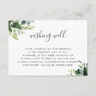 Carte D'accompagnement Eucalyptus Green Foliing Mariage Wishing well