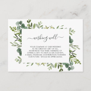 Carte D'accompagnement Eucalyptus Green Mariages Feuille Wishing well