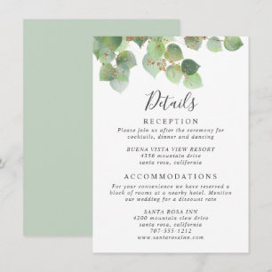 Carte D'accompagnement Eucalyptus Green Watercolor Détails du Mariage