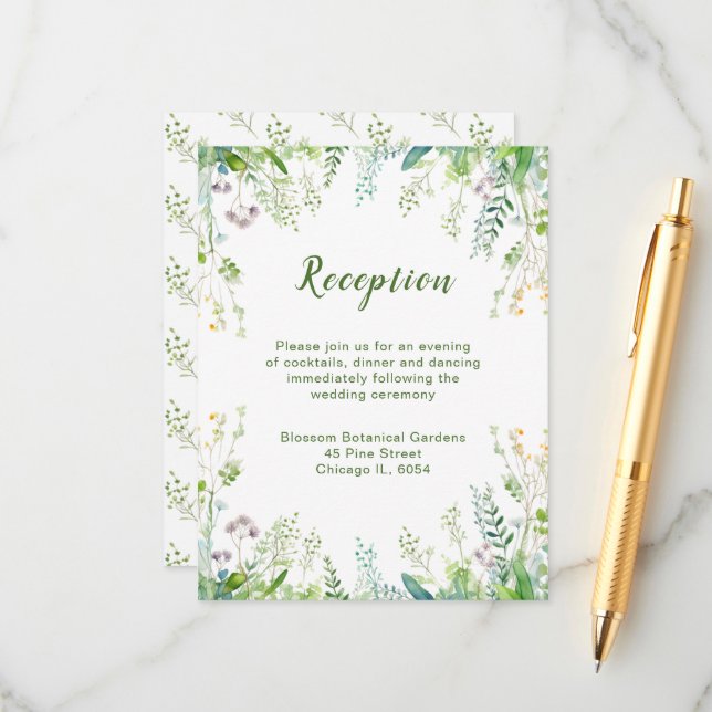 Carte D'accompagnement Eucalyptus Greenery Feuilles Réception de mariage (Devant/Arrière en situation)