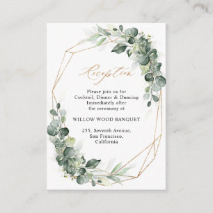 Carte D'accompagnement Eucalyptus Greenery Réception de mariage géométriq