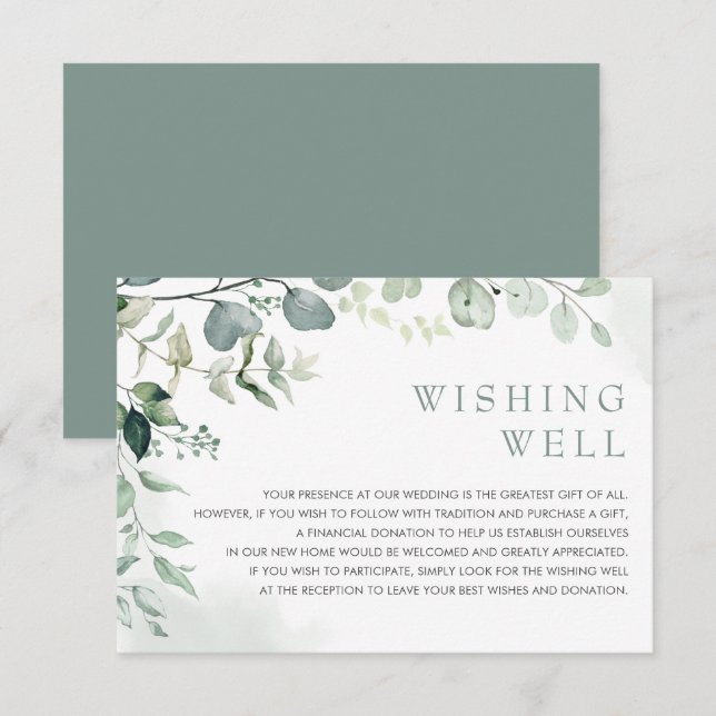 Carte D'accompagnement Eucalyptus Jardin de verdure Mariage bien désirer (Devant / Derrière)