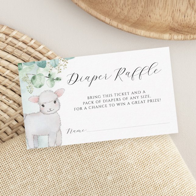 Carte D'accompagnement Eucalyptus Lamb vert Baby shower Déchets Raffle (Créateur téléchargé)
