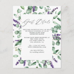 Carte D'accompagnement Eucalyptus Lavender Greenery Mariage Détails du cl