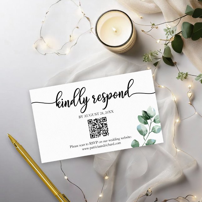 Carte D'accompagnement Eucalyptus Mariage de verdure QR en ligne RSVP (Créateur téléchargé)