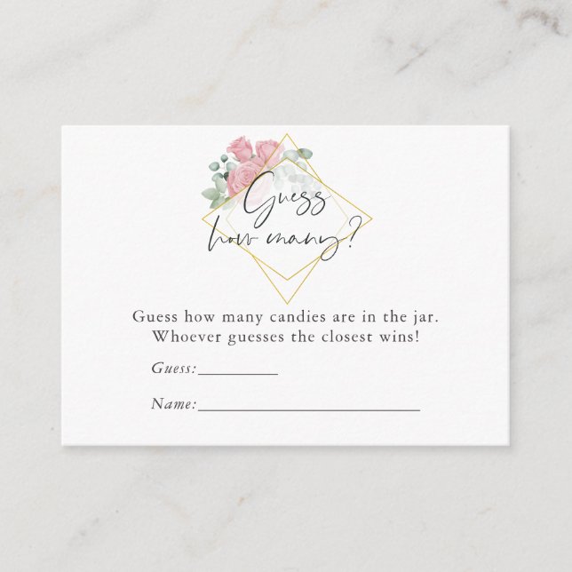 Carte D'accompagnement Eucalyptus Rose Géométrique Baby shower de bonbons (Devant)