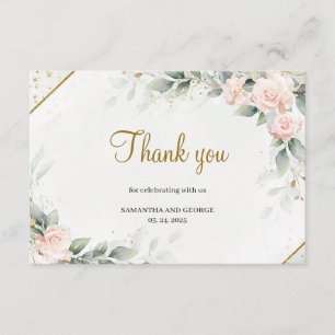 Carte D'accompagnement Eucalyptus Verdure Rose Floral Or Thank You