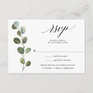 Carte D'accompagnement Eucalyptus verdure simple mariage élégant RSVP