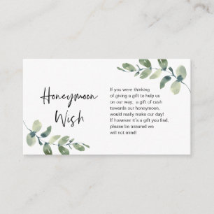 Carte D'accompagnement Eucalyptus vert, encre noire, Wish Lune de miel En