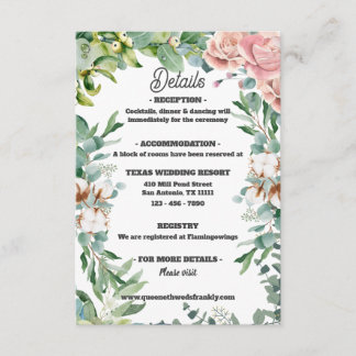 Carte D'accompagnement Eucalyptus vertes quittent le Mariage floral