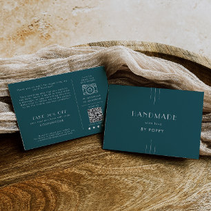 Carte D'accompagnement EVERLY Paon Sarcelle Rétro Fabriqué à la main Merc