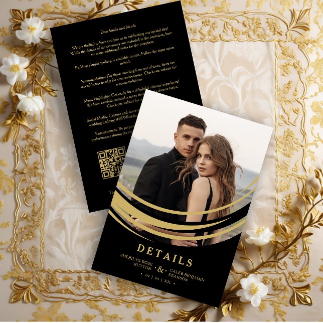 Carte D'accompagnement Exquisite Stylish Golden Abstract Geometric Shape (Exquisite Stylish Faux Golden Abstract Geometric Shape Photo Wedding Enclosure Card. )