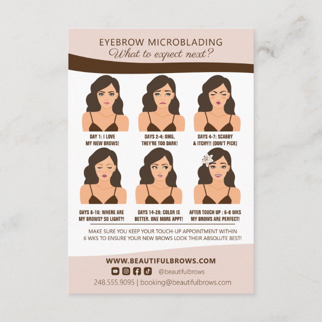 Carte D'accompagnement Eyebrow, soins postérieurs et rappel de rendez-vou (Dos)
