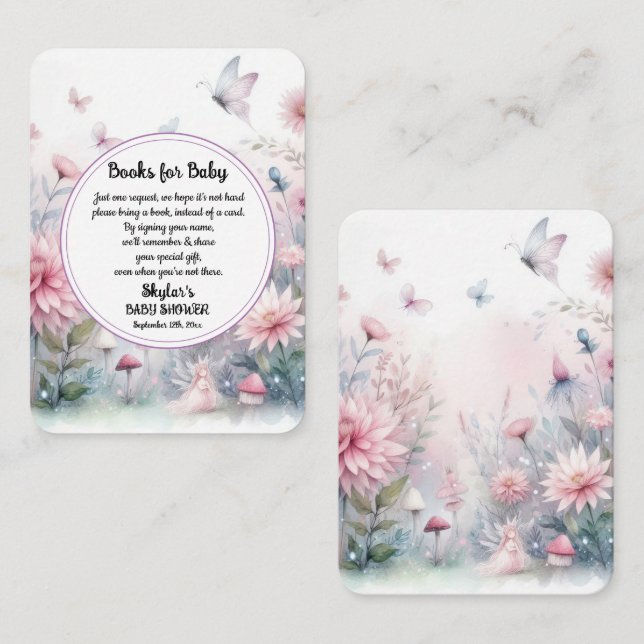 Carte D'accompagnement Fairy Garden Baby showers Livres pour bébé (Devant / Derrière)