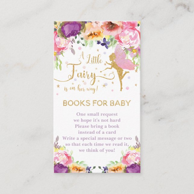 Carte D'accompagnement Fairy Purple rose Floral Apportez des livres pour  (Devant)